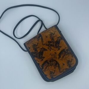 Zippi Leather Western Print Crossbody Bag